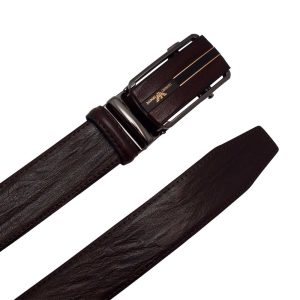 کمربند ریلی مردانه مدل KT652 با سگک فلزی ساده و طراحی مینیمال، مناسب استایل‌های رسمی و روزمره — Men’s ratchet belt model KT652 with a sleek metal buckle and minimalist design, ideal for formal and casual wear.