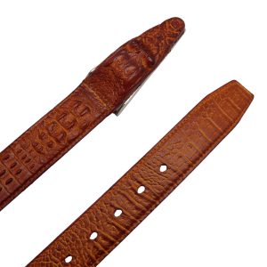 کمربند مردانه چرم اصل طرح کروکو مدل ELITE757NU با سگک پلاکی مشکی Elite757NU genuine croco-grain leather men’s belt with black plate buckle
