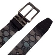 کمربند مردانه دوختی چرم طبیعی ۴ سانت مدل PREMIUM755NU با سگک قلاب‌دار مشکی Men's stitched genuine leather belt 4 cm model PREMIUM755NU with black hook buckle