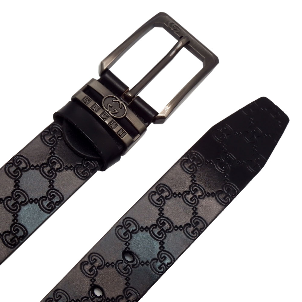 کمربند مردانه دوختی چرم طبیعی ۴ سانت مدل PREMIUM755NU با سگک قلاب‌دار مشکی Men's stitched genuine leather belt 4 cm model PREMIUM755NU with black hook buckle