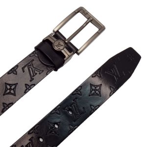 کمربند مردانه دوختی چرم طبیعی ۴ سانت مدل PREMIUM754NU با سگک قلاب‌دار مشکی Men's stitched genuine leather belt 4 cm model PREMIUM754NU with black hook buckle