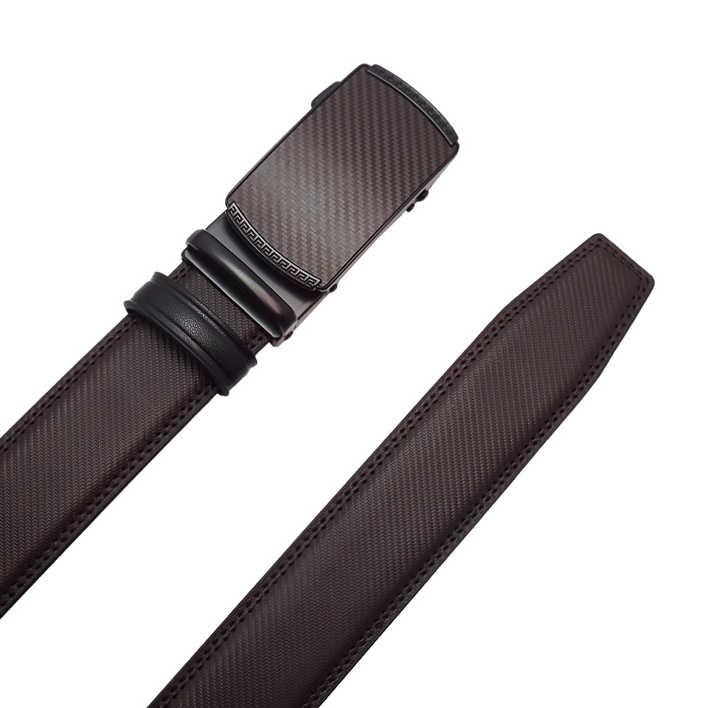 کمربند چرمی مردانه کیتیرچرم مدل KT115 با سگک کشویی طرح فیبر کربن – قهوه‌ای لوکسKT Leathers KT115 Men's Leather Belt with Carbon Fiber Sliding Buckle – Luxury Brown