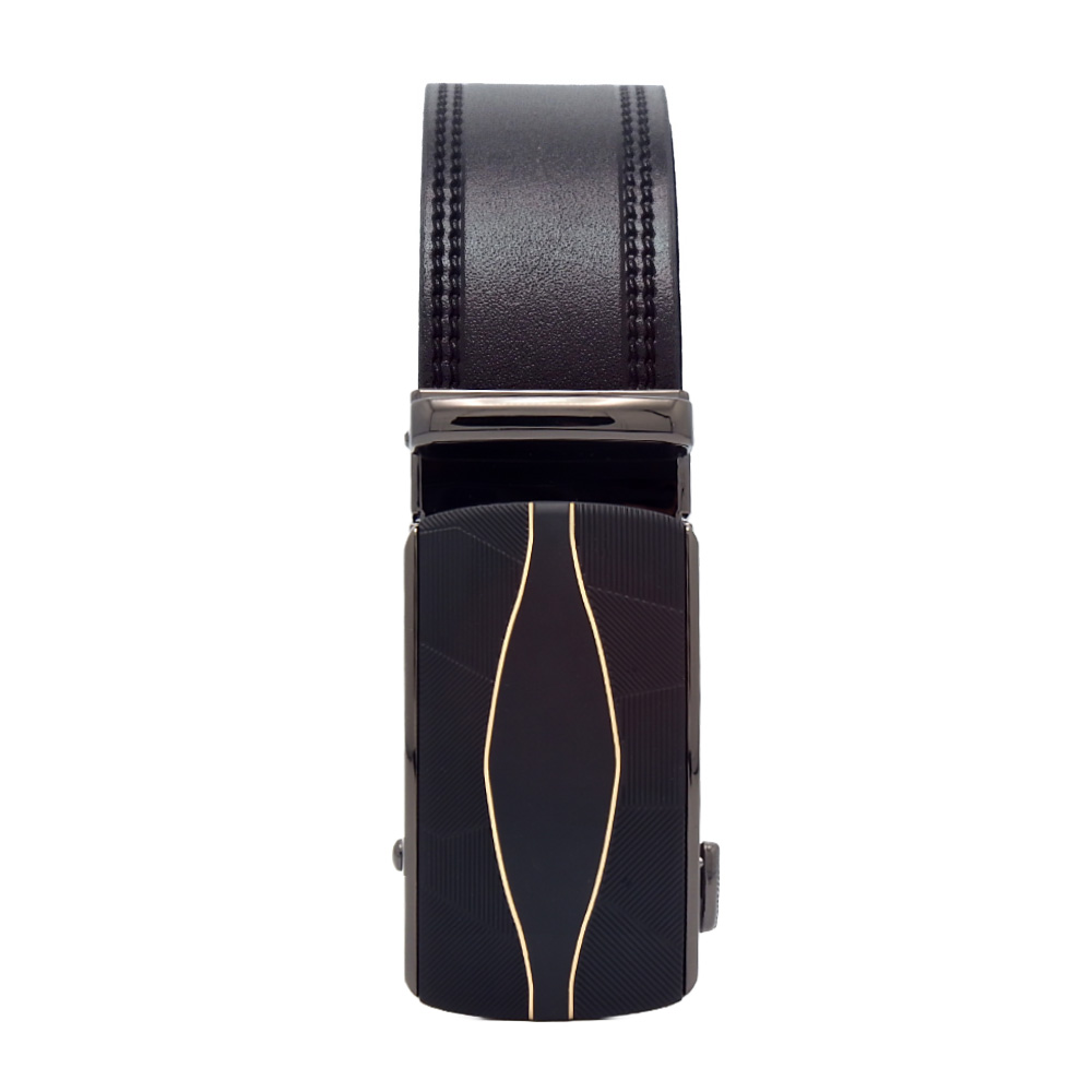 169NU702 سگک فلزی مشکی کمربند با طراحی ریلیBlack metal buckle with ratchet design belt