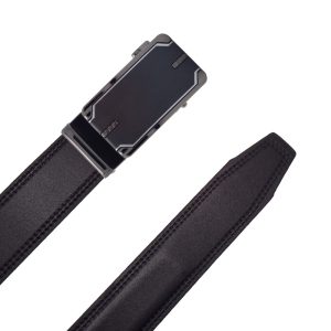 1. کمربند مردانه چرم طبیعی ریلی مدل KT168NU702 با سگک فلزی مشکی* Men's genuine leather ratchet belt model KT168NU702 with black metal buckle