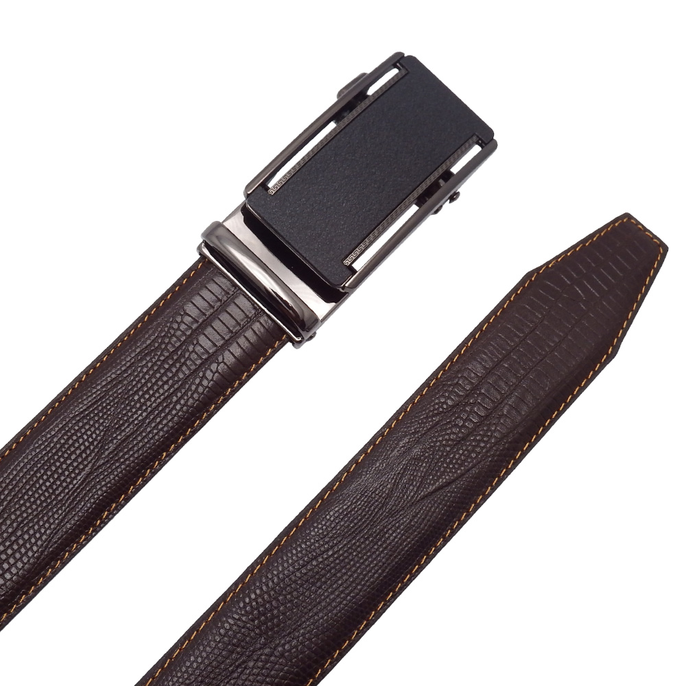 کمربند مردانه ریلی مدل 4003 از چرم طبیعی طرح لیزارد با سگک آبکاری اعلا – KTLEATHERS Men’s Ratchet Belt Model 4003 in Genuine Lizard-Textured Leather with Premium Buckle – KTLEATHERS