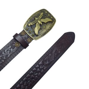 کمربند کابوی غربی با سگک حکاکی شده - چرم PU ممتاز KT5053IN7026