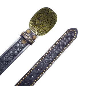 کمربند کابوی غربی با سگک حکاکی شده - چرم PU ممتاز KT5055IN7030