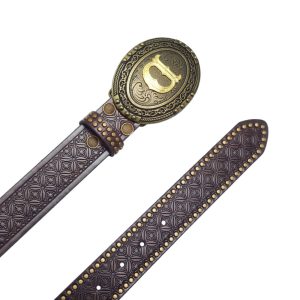 کمربند کابوی غربی با سگک حکاکی شده - چرم PU ممتاز KT5059IN7029