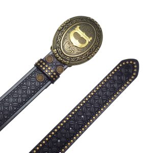 کمربند کابوی غربی با سگک حکاکی شده - چرم PU ممتاز KT5059IN7028
