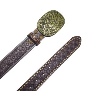کمربند کابوی غربی با سگک حکاکی شده - چرم PU ممتاز KT5055IN7029