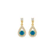 گوشواره آویزی اشکی نگین‌دار با نگین آبی E108B