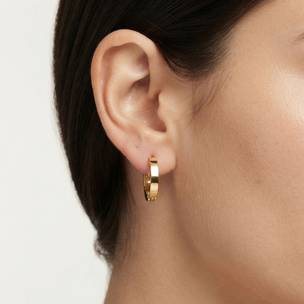 گوشواره حلقه‌ای استیل طلایی E113s