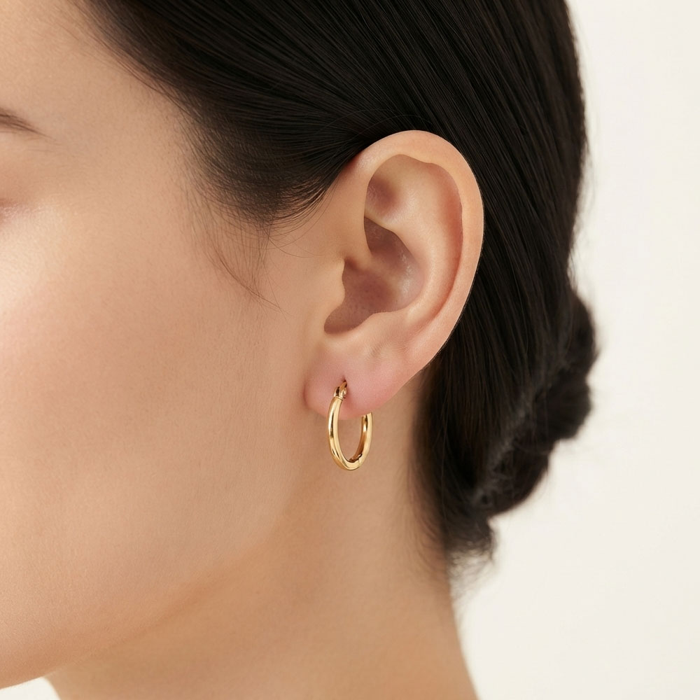 گوشواره حلقه‌ای استیل طلایی E114s