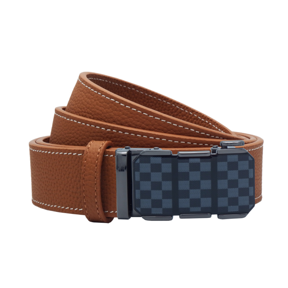 6008NU6024 Men's Imported Genuine Leather Belt with Ratchet Buckle (Code 6008NU6024)کمربند چرم طبیعی وارداتی مردانه با سگک ریلی کد 6008NU6024
